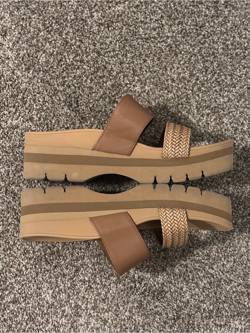 Reef Women’s Brown Woven Platform Slide Sandals - Picture 7 of 13